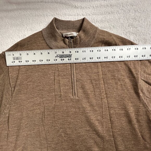 Peter Millar Mens Brown Merino Wool Quarter-Zip Sweater XL Pullover Long Sleeve - Picture 6 of 8